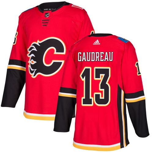 Men's Adidas Calgary Flames #13 Johnny Gaudreau Red Stitched NHL Jersey